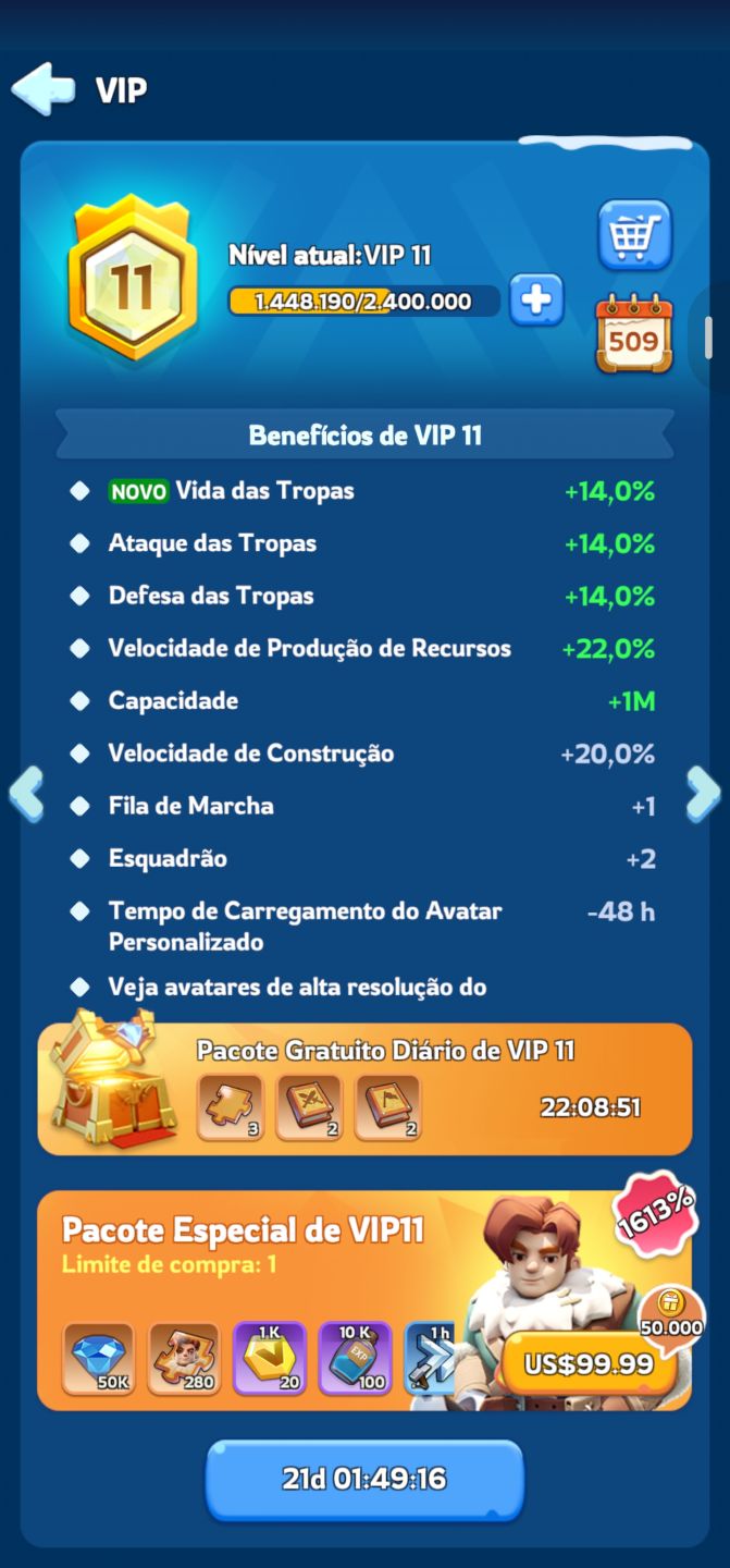 CONTA WHITEOUT SURVIVAL. CONTA TOP NO PRECINHO.