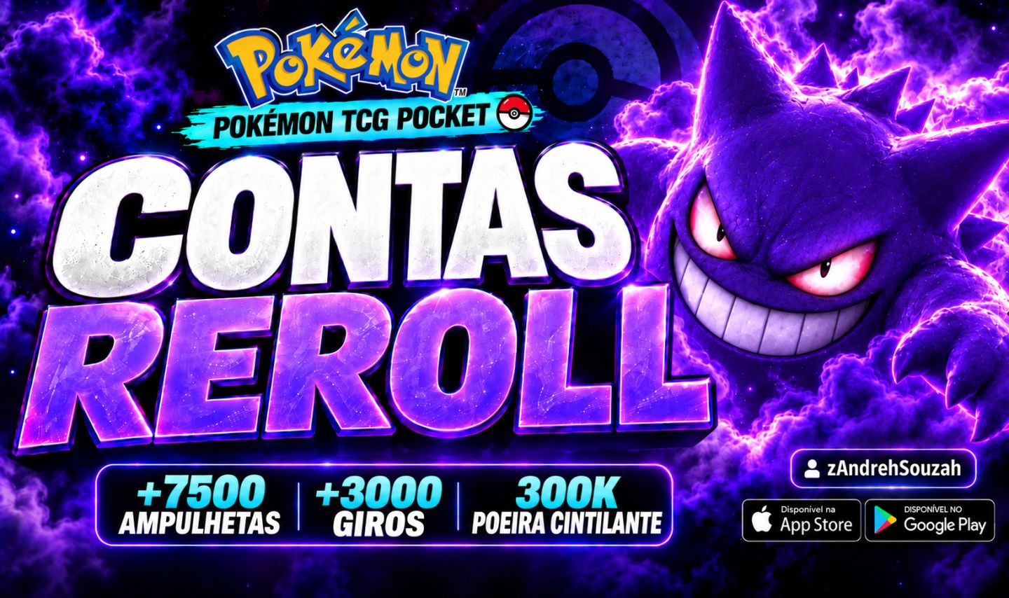[PTCG POCKET] CONTAS REROLL PREMIUM | +7500 AMPULHETAS | +3500 GIROS | GLOBAL