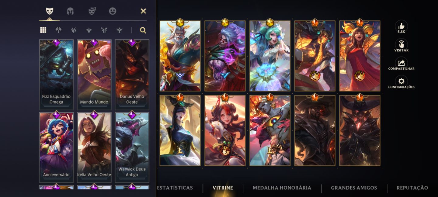 Conta de wild rift main selva com 175 skins + 35k de colecionador