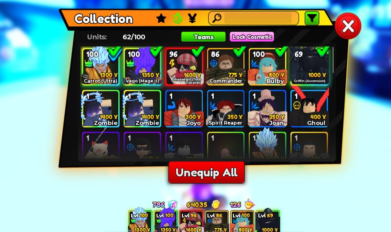 Conta Anime Adventures Double UNIQUE VEGGETO