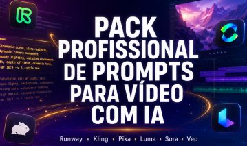 Pack Profissional de Prompts p/ Vídeo IA - Runway, Kling, Pika, Luma, Sora & Veo