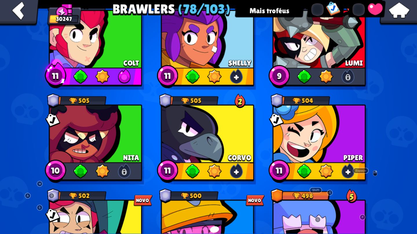 Conta Brawl Stars 30K Troféus | 78 Brawlers | 106 Skins