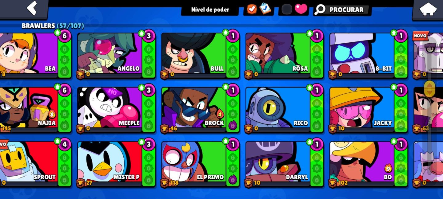BRAWL STARS + CLASH ROYALE | 57 BRAWLERS | 90/123 CARTAS | 1595 GEMAS