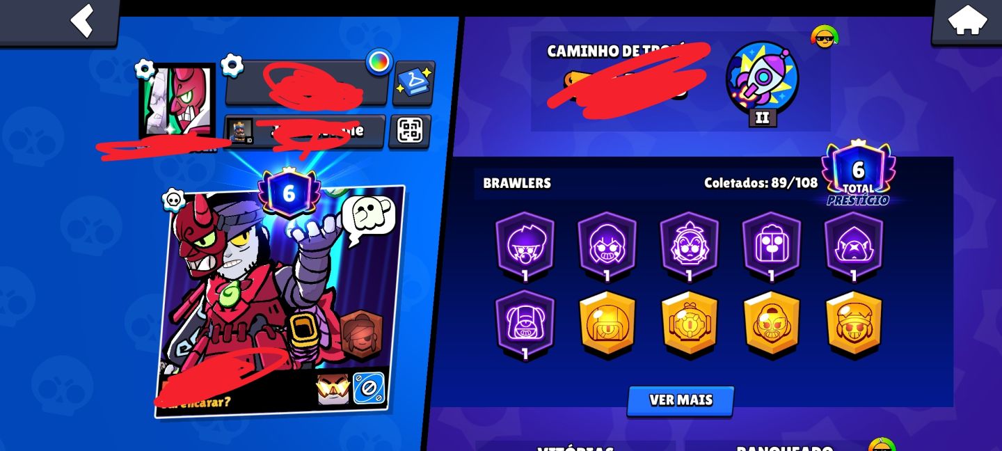 Conta Brawl star 250 + skins 34 k troféu
