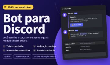 Bot para Discord Personalizável | Tickets, Moderação, Boas-vindas e Sorteios