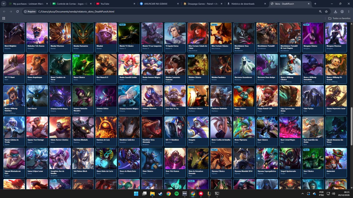 LEAGUE OF LEGENDS 314 SKINS NIVEL 321 TODOS CAMPEOES BRONZE