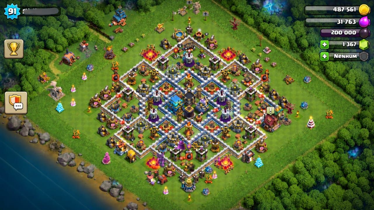 [CV12] Conta Clash of Clans Nível 91 | 1.360+ Gemas | 4 Construtores |