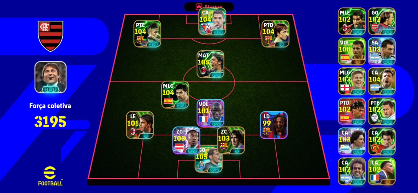 2 CONTAS eFOOTBALL | 3195 + 3212 FORÇA | MESSI, CR7 108, BELLINGHAM 107