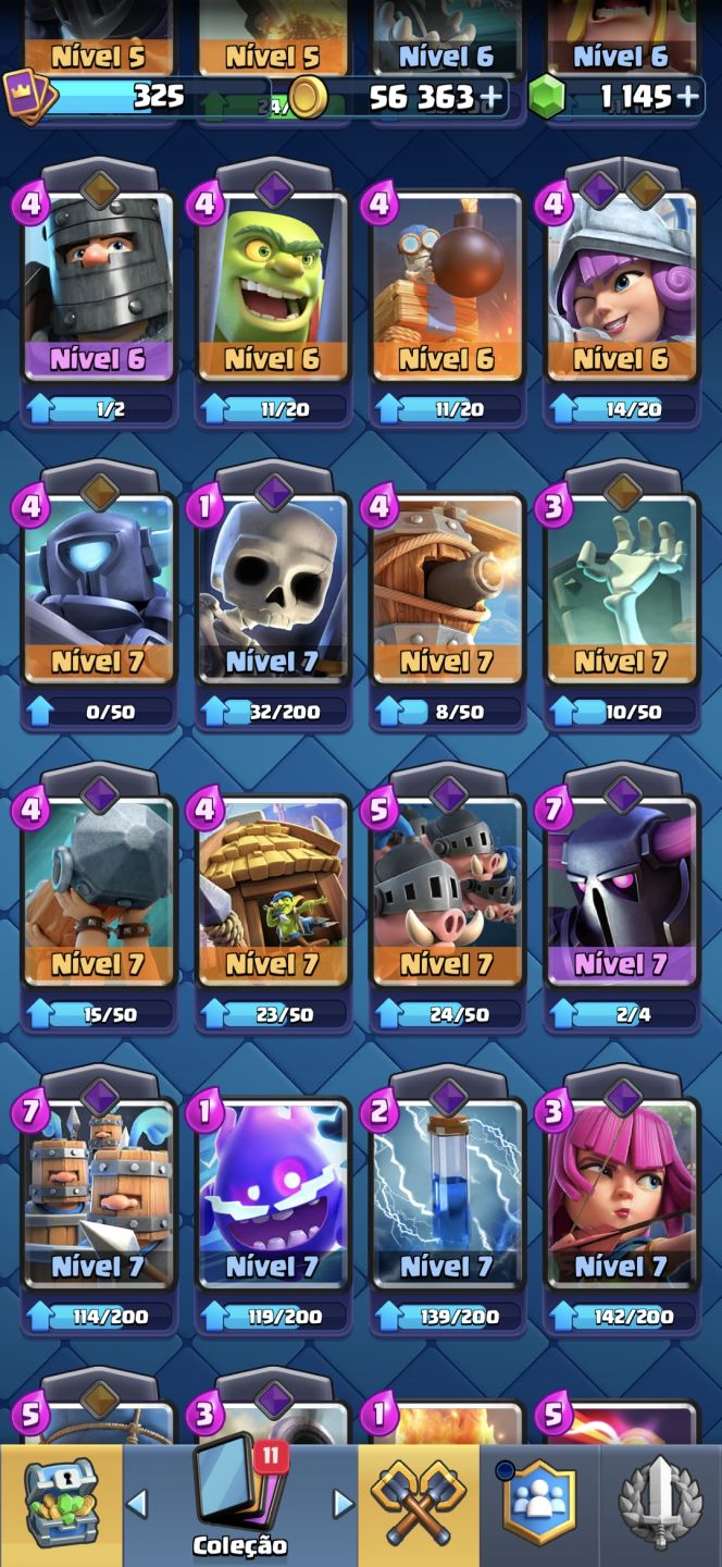 Conta Clash Royale Arena 7 com 2200 Troféus