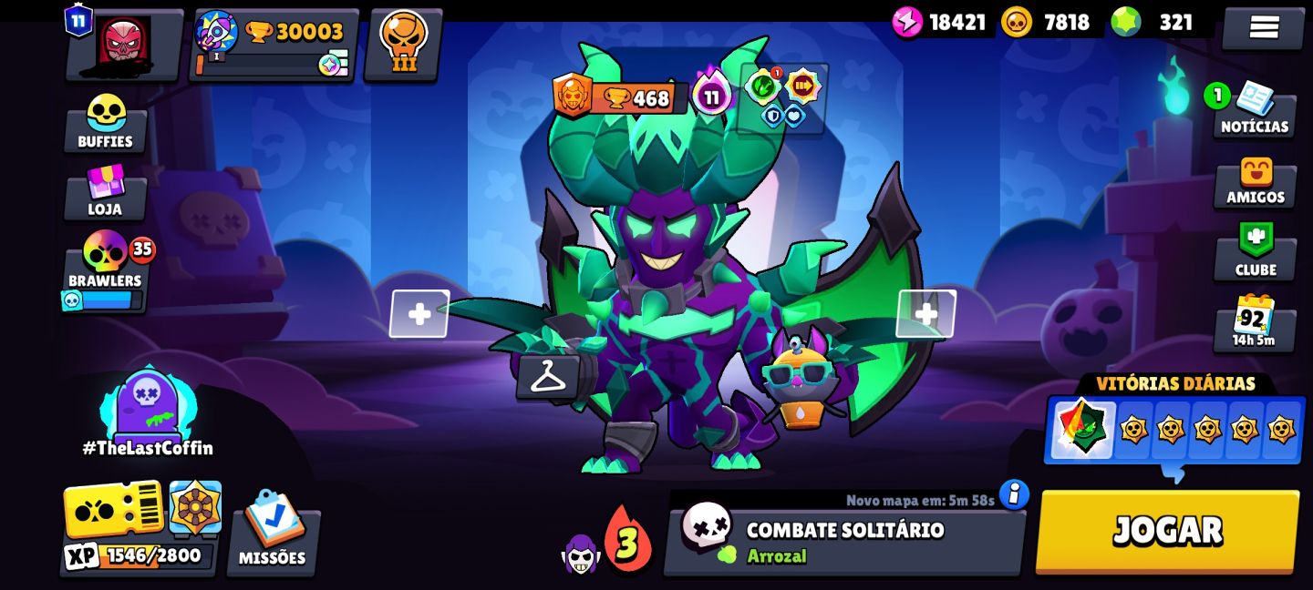 Conta Brawl Stars 97/108 Brawlers, 30k Troféus
