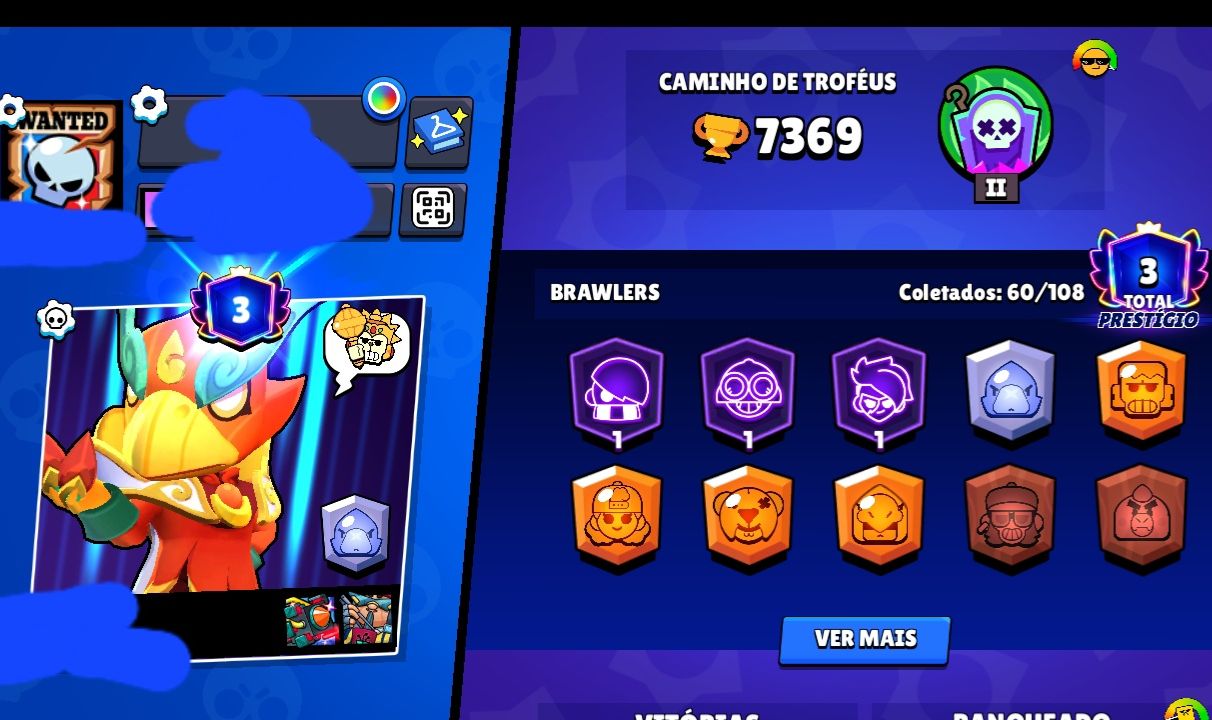 Conta do braw stars com 7k de troféu e com o Vinci e 3 prestigio