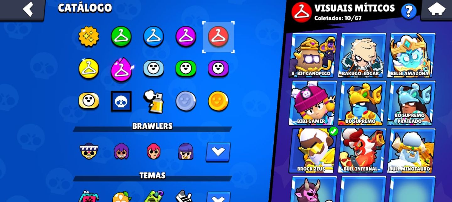 Conta brawl stars com muitas skins e todos os brawlers