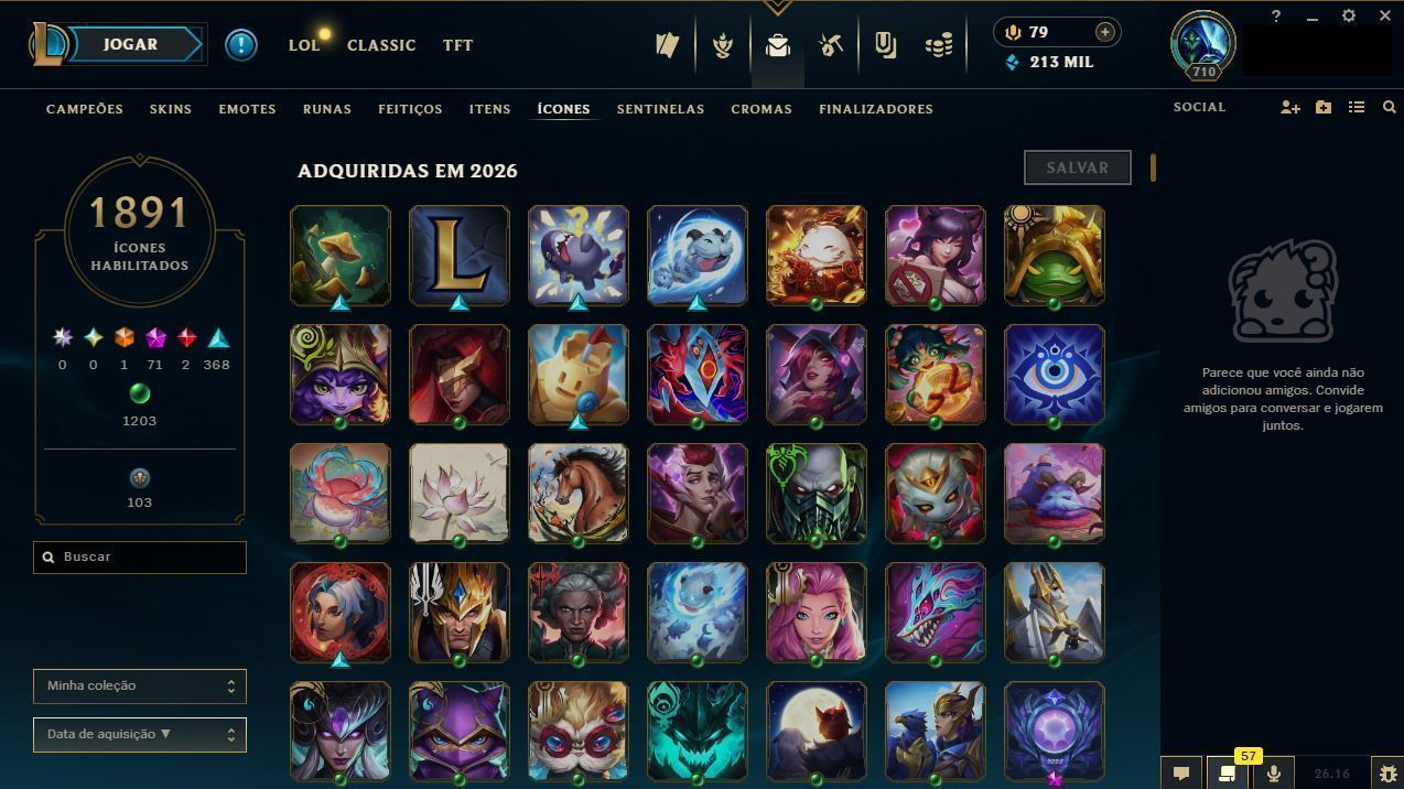 CONTA LEAGUE OF LEGENDS ESMERALDA II 1850 SKINS