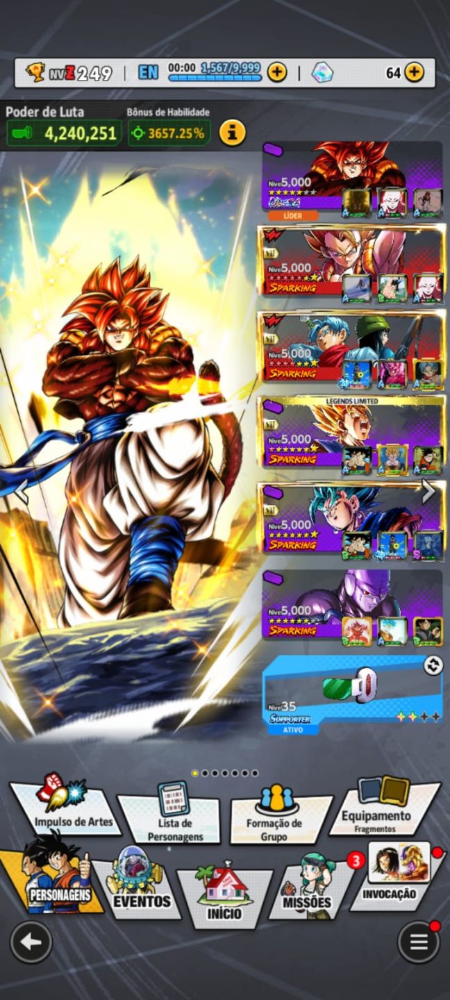 CONTA DE DRAGON BALL LEGENDS COM VARIOS ULTRAS E LF META