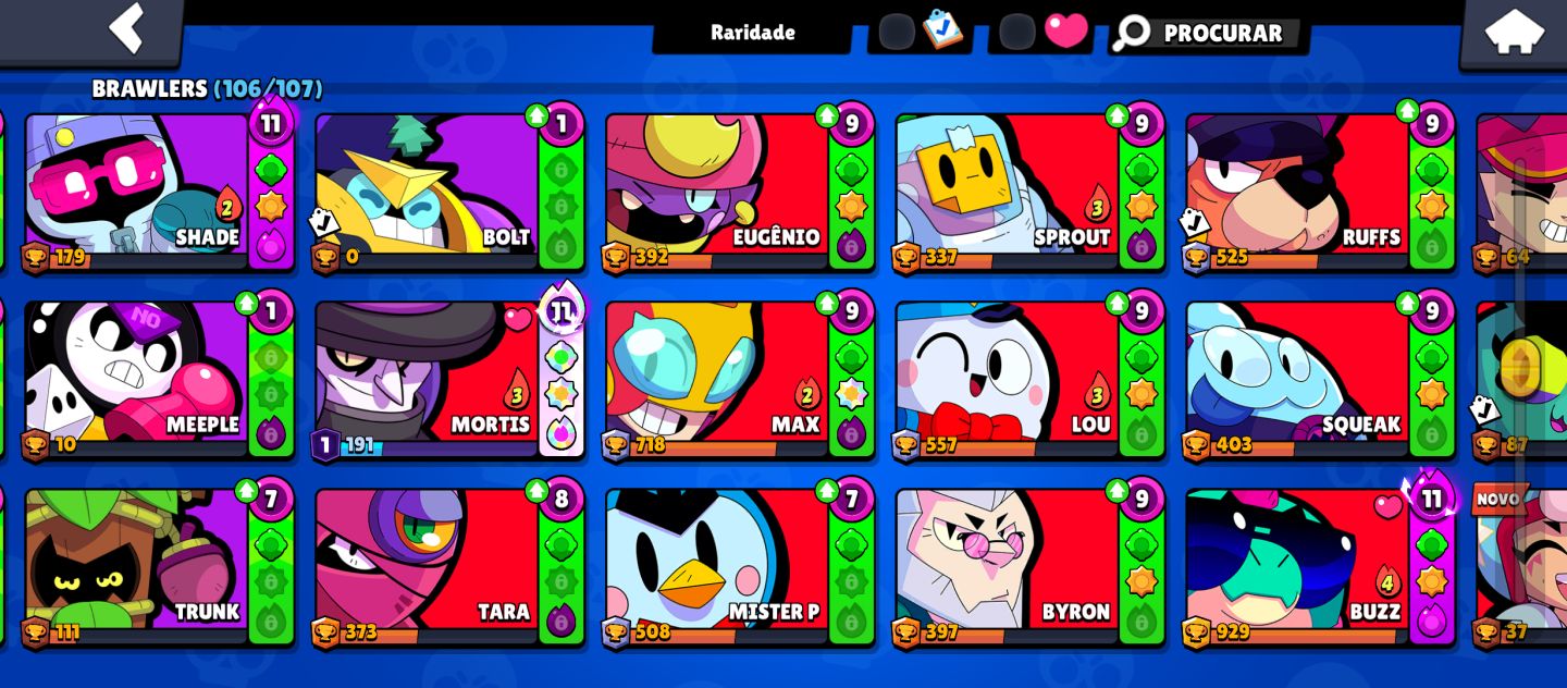 CONTA RARA DE BRAWL STARS COM MUITAS SKINS DE PARCERIA