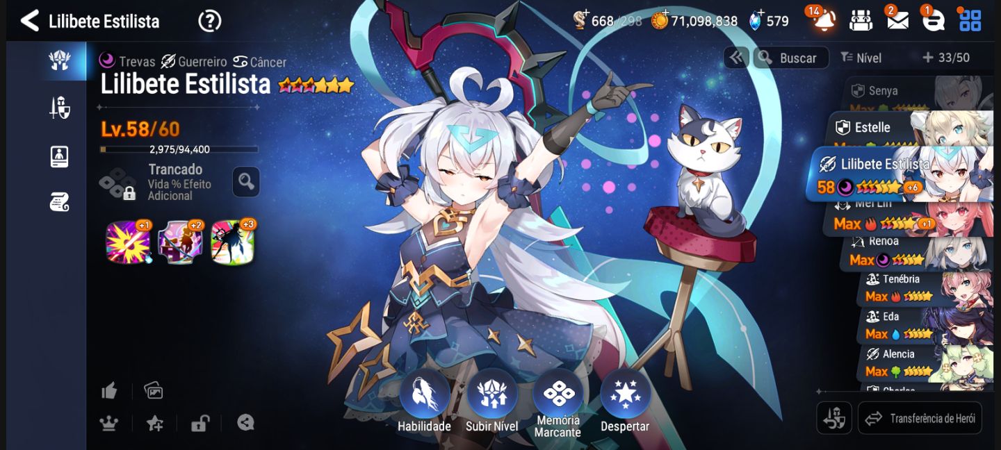 Conta starter epic seven collab czz completa+32 personagens 5 estrelas