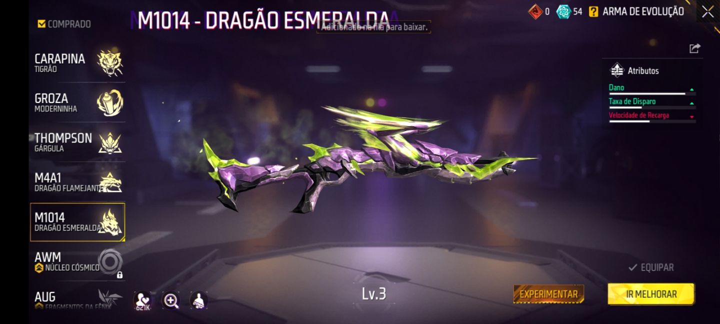 Conta de ff boa para ap + skins de armas evolutiva e conjuntos