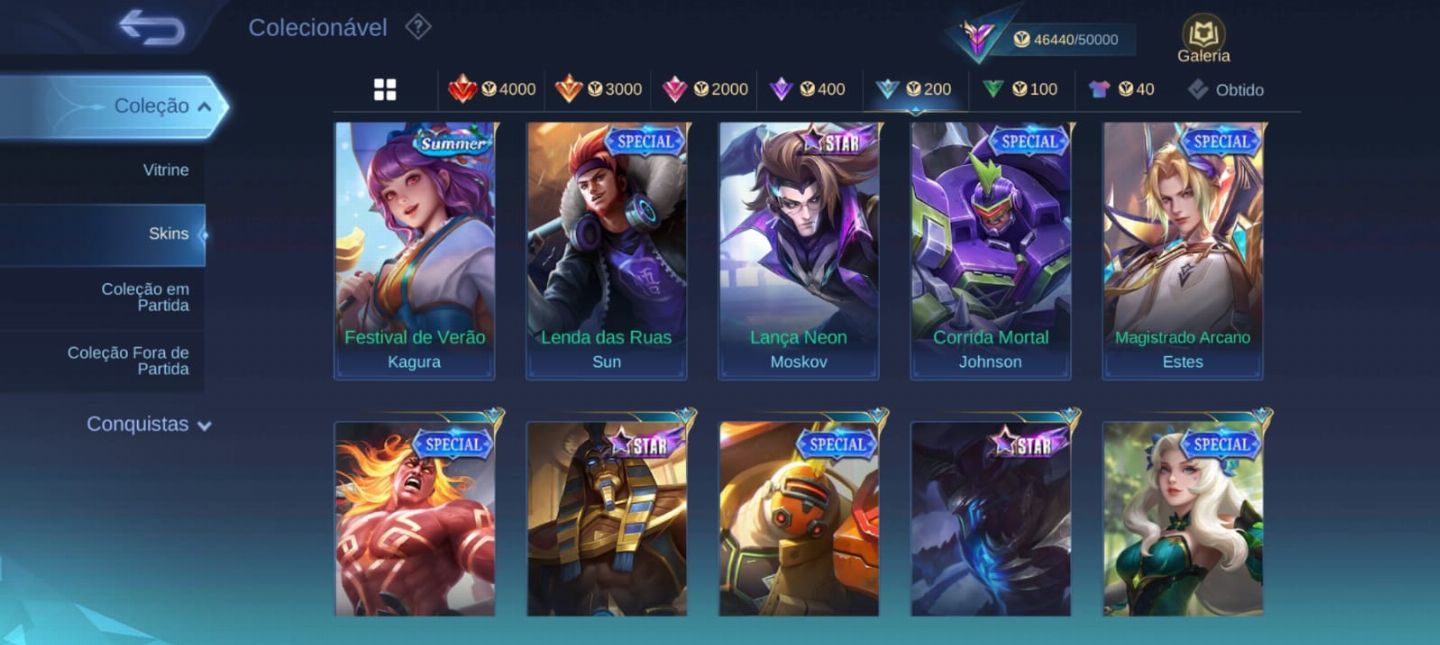 CONTA TODOS OS HEROIS E 200 SKINS