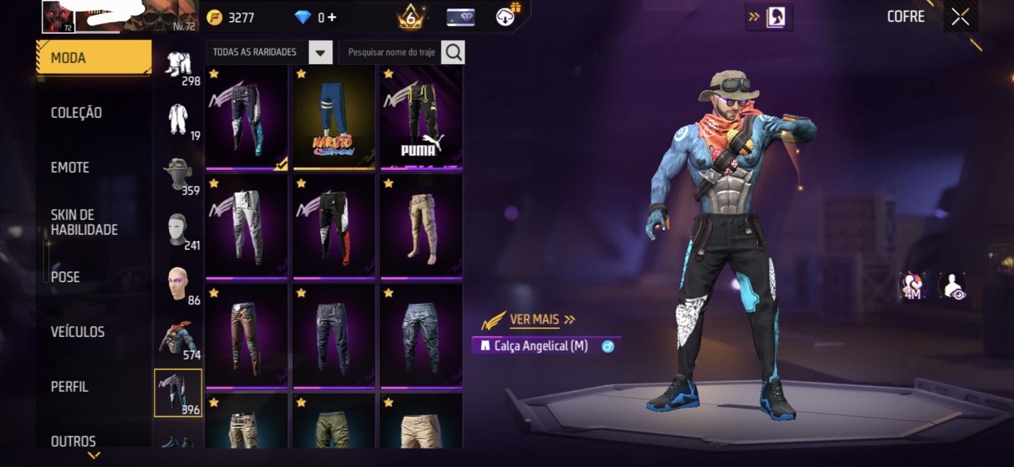 FREE FIRE PRIME 6 | 572 PEITORAIS | 396 CALÇAS | MUITO COISA RARA NA CONTA