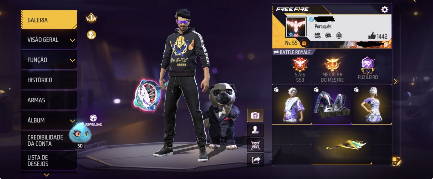Conta Freefire (Passe do Sonho lapidado e muito mais)