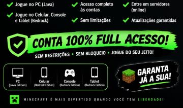 CONTA DE MINECRAFT JAVA E BEDROCK ORIGINAL, FULL ACESSO