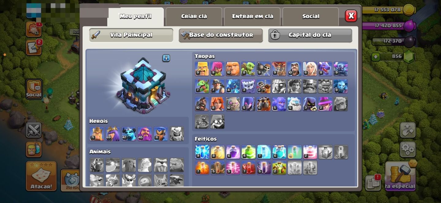 CONTA CLASH OF CLANS CC 13 quase full