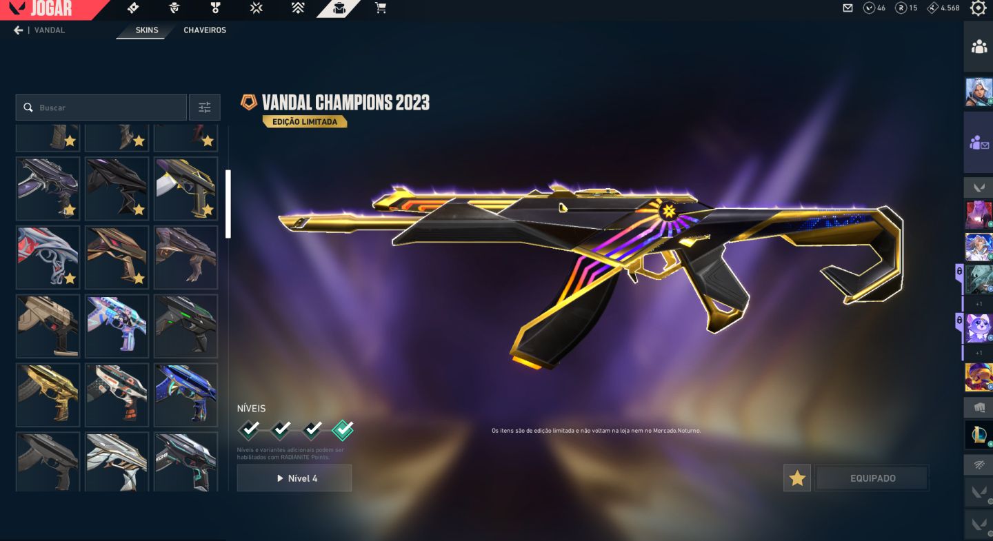 Conta de Vava com 72 Skins de Loja, Incluindo Pacotes Champions