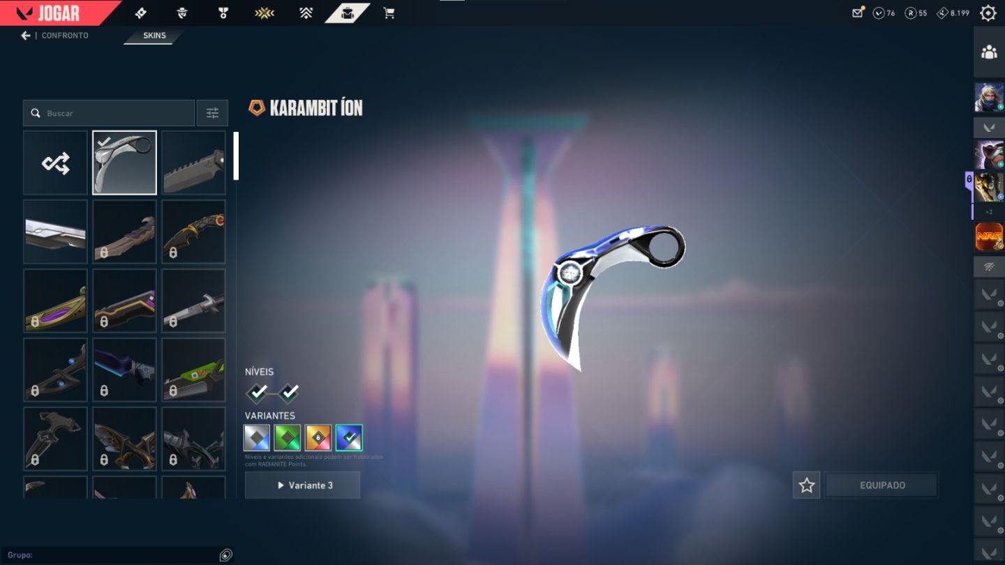 CONTA DIAMANTE 1, KARAMBIT ION VANDAL GAIA E AEMONDIR, PHANOTM ION, ETC.