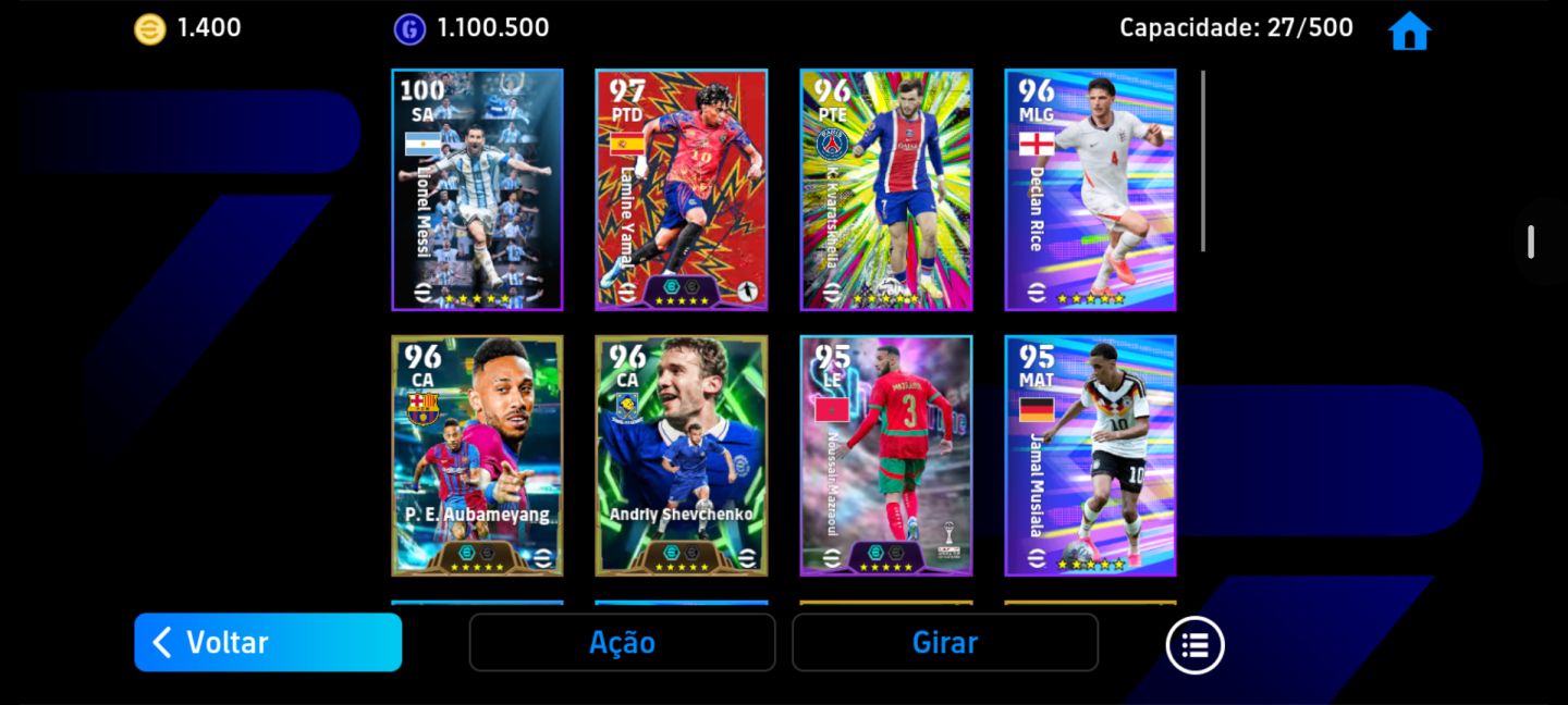 Conta de Efootball PERFEITA para REVENDA com alguns jogadores e 1400 MOEDAS