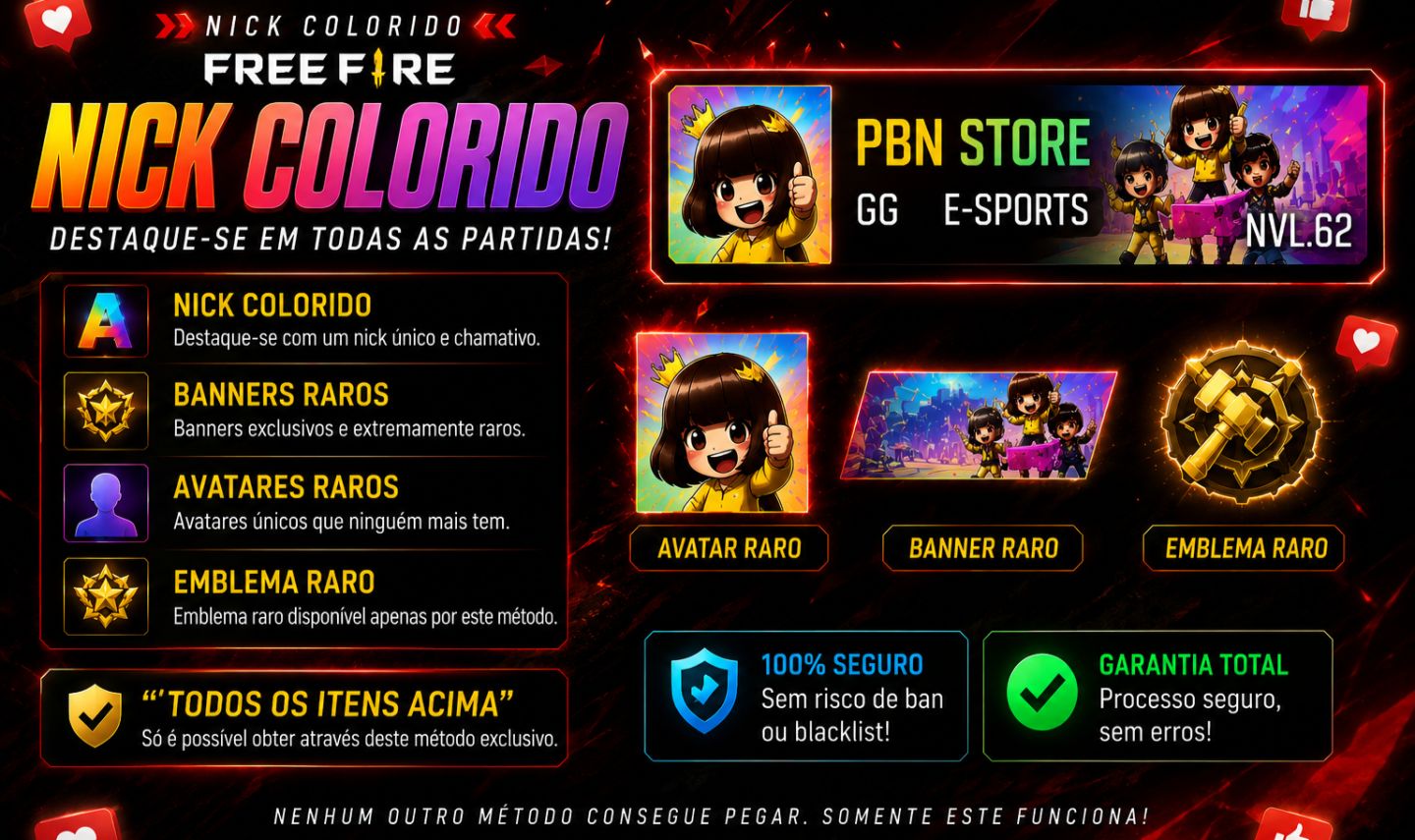 Nick Colorido pro perfil do Free Fire