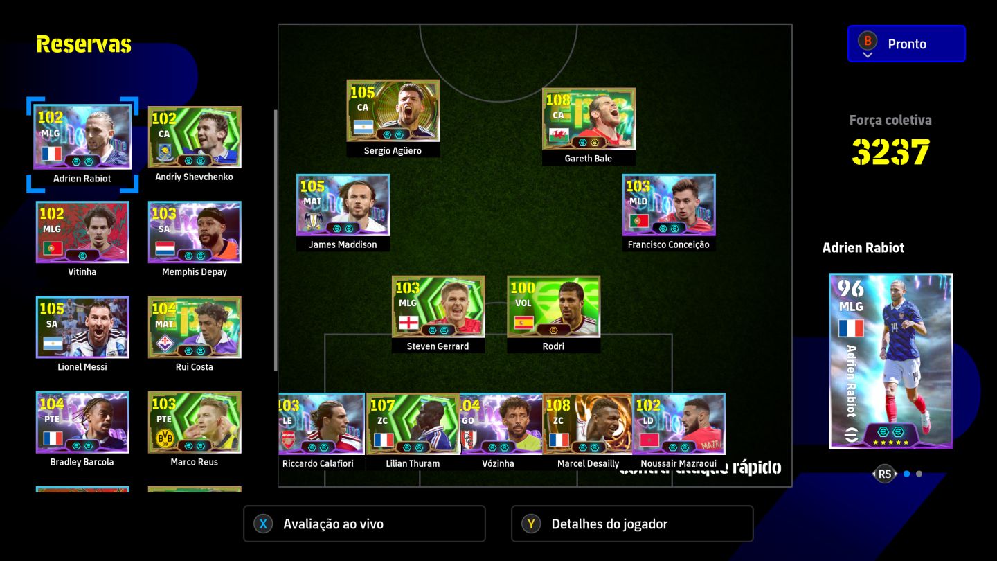 CONTA EFOOTBALL STEAM 3237| BALE 108 |DESAILLY 108|THURAN 107|AGÜERO 105|CR7 105