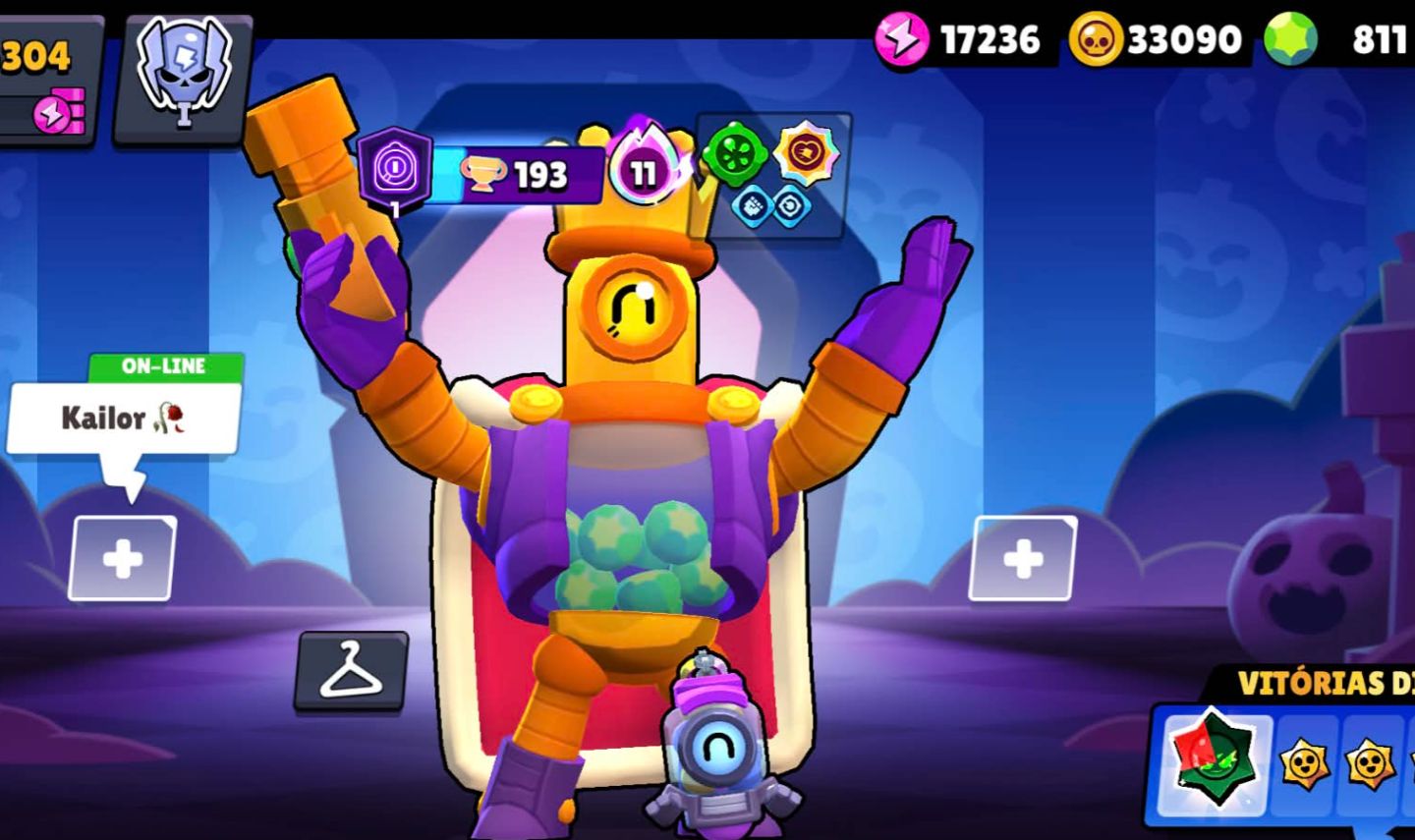 Conta de brawl com mais de 80k de trofeus com varias skins e passes raros.