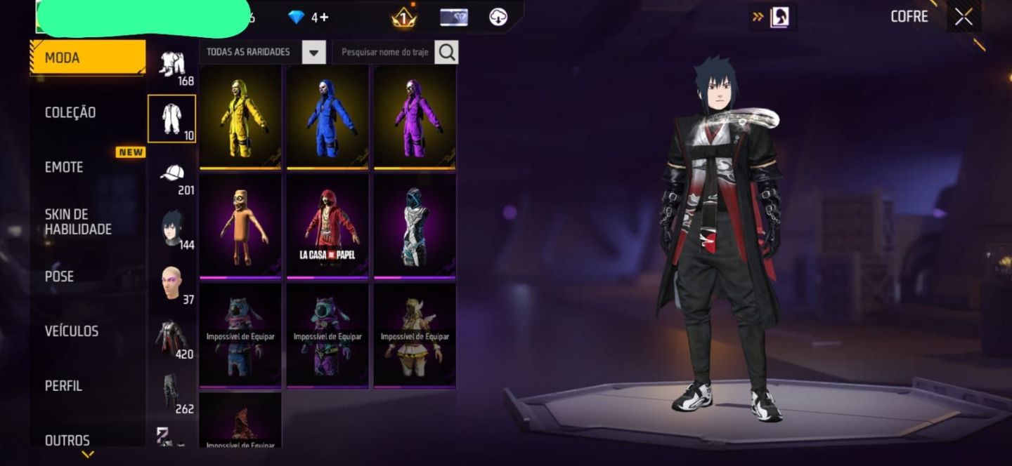 CONTA DE FREE FIRE LEVEL 68, 3 TOP CRIMINAL, PUNHO, EVOLUTIVA, MANOMAX, DRAGAO