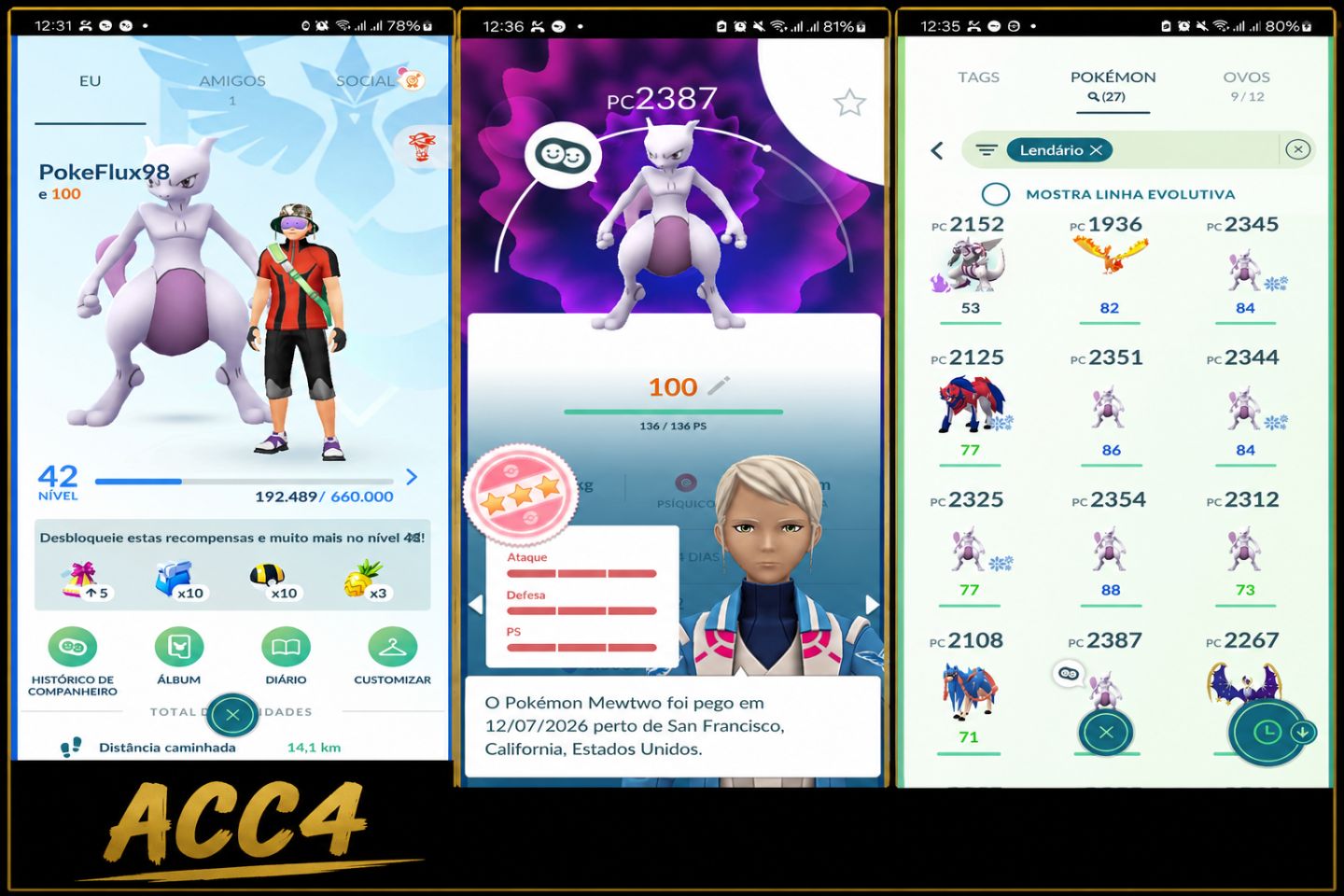 Contas Pokémon GO+Lendários | Pronta Entrega