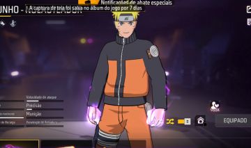 Conta de free fire meio gemada com skin do naruto