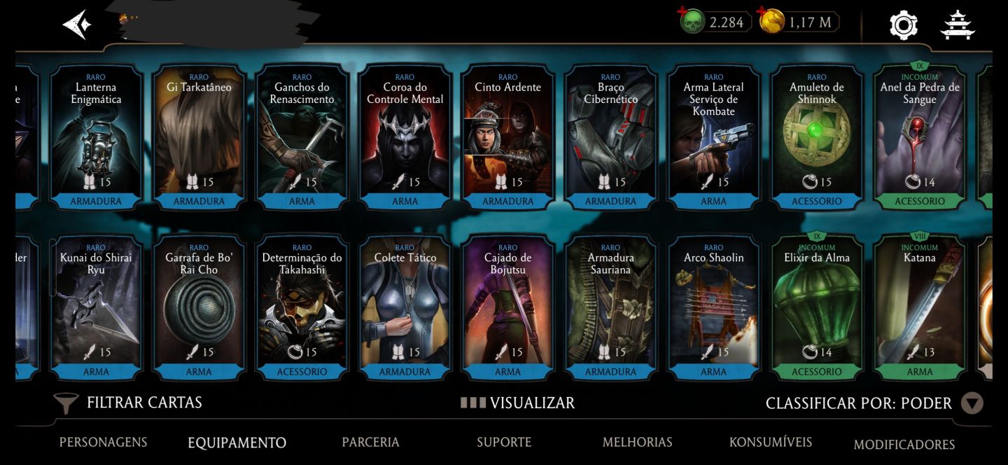 CONTA MK MOBILE - 18 DIAMANTES (RAIN F4, LIU KANG) + 200 CRISTAIS DRAGÃO.