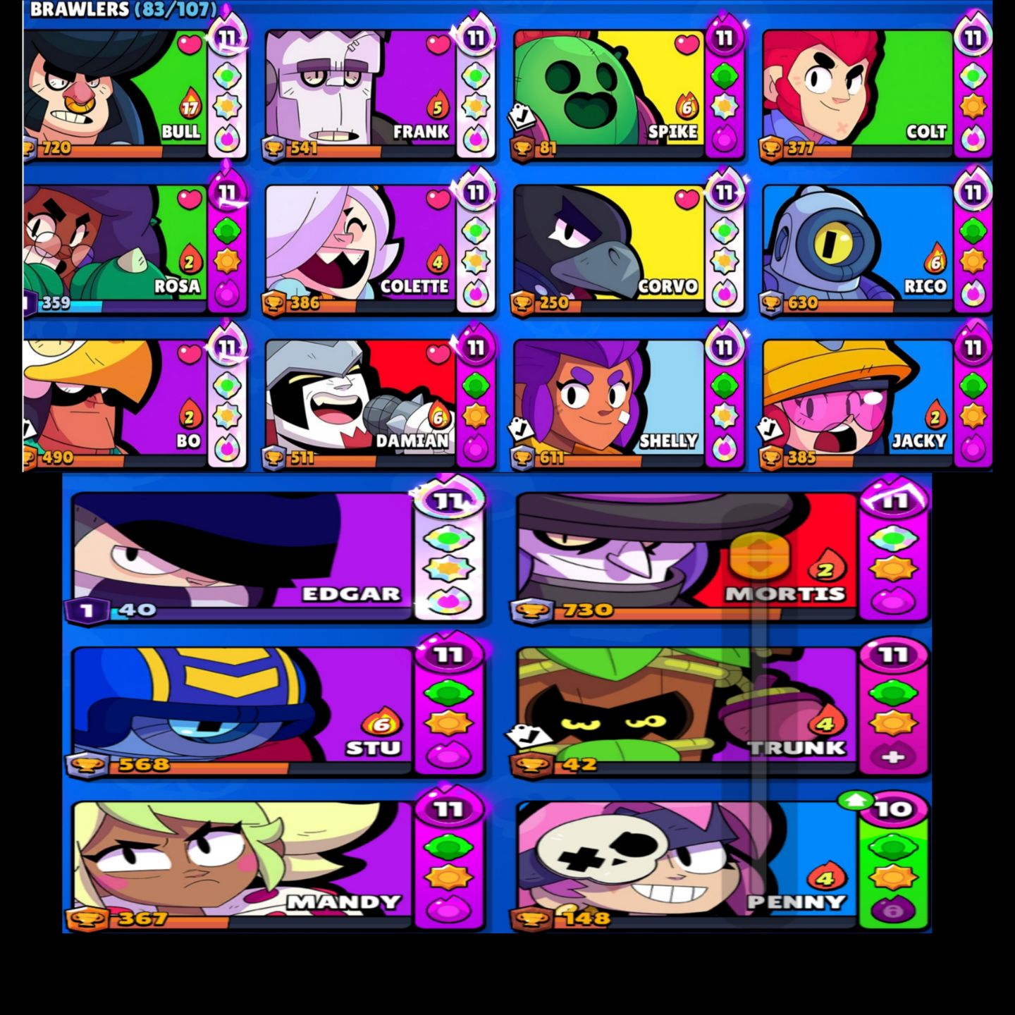 CONTA BRAWL STARS BARATA | BARATA| MUITOS RECURSOS | 272 SKINS | 40 HIPERCARGAS