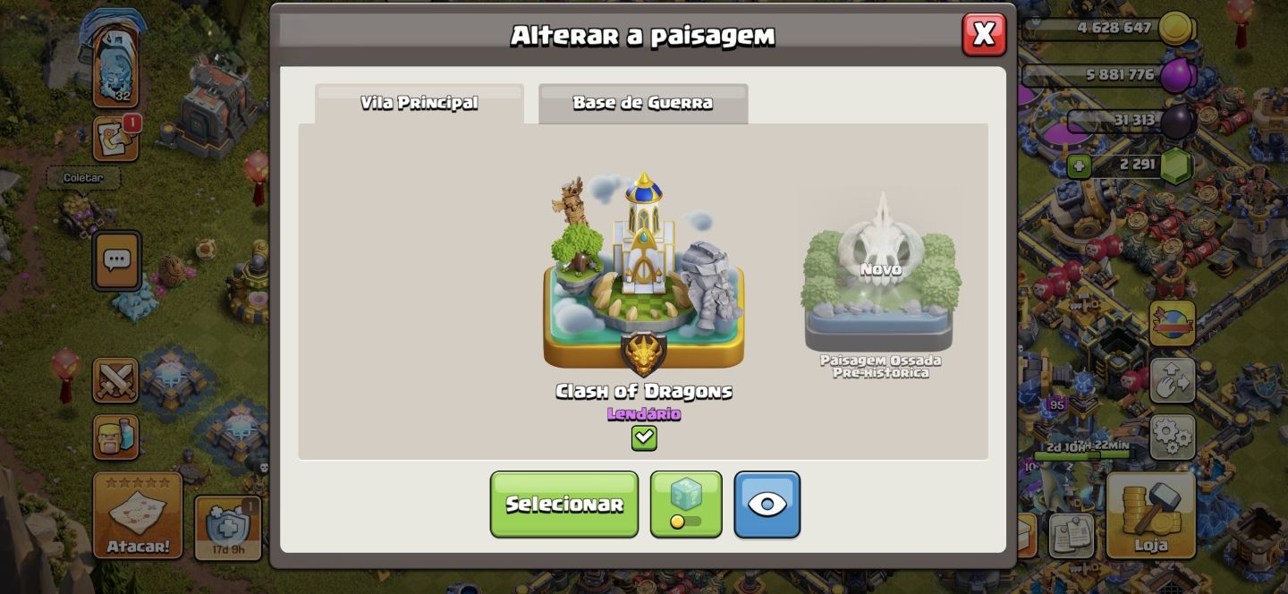 Conta cv 18, 99% maximizado, habilidades full, paisagem lendaria, diversas skins