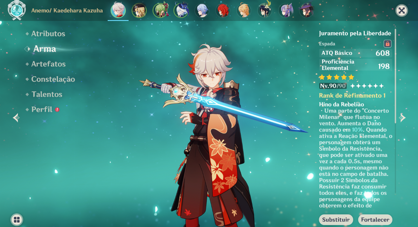 GENSHIN AR 57 COM MAVUIKA E MAIS 13 T5 + STAR RAIL ND 66 COM 11 T5 + ARMAS T5
