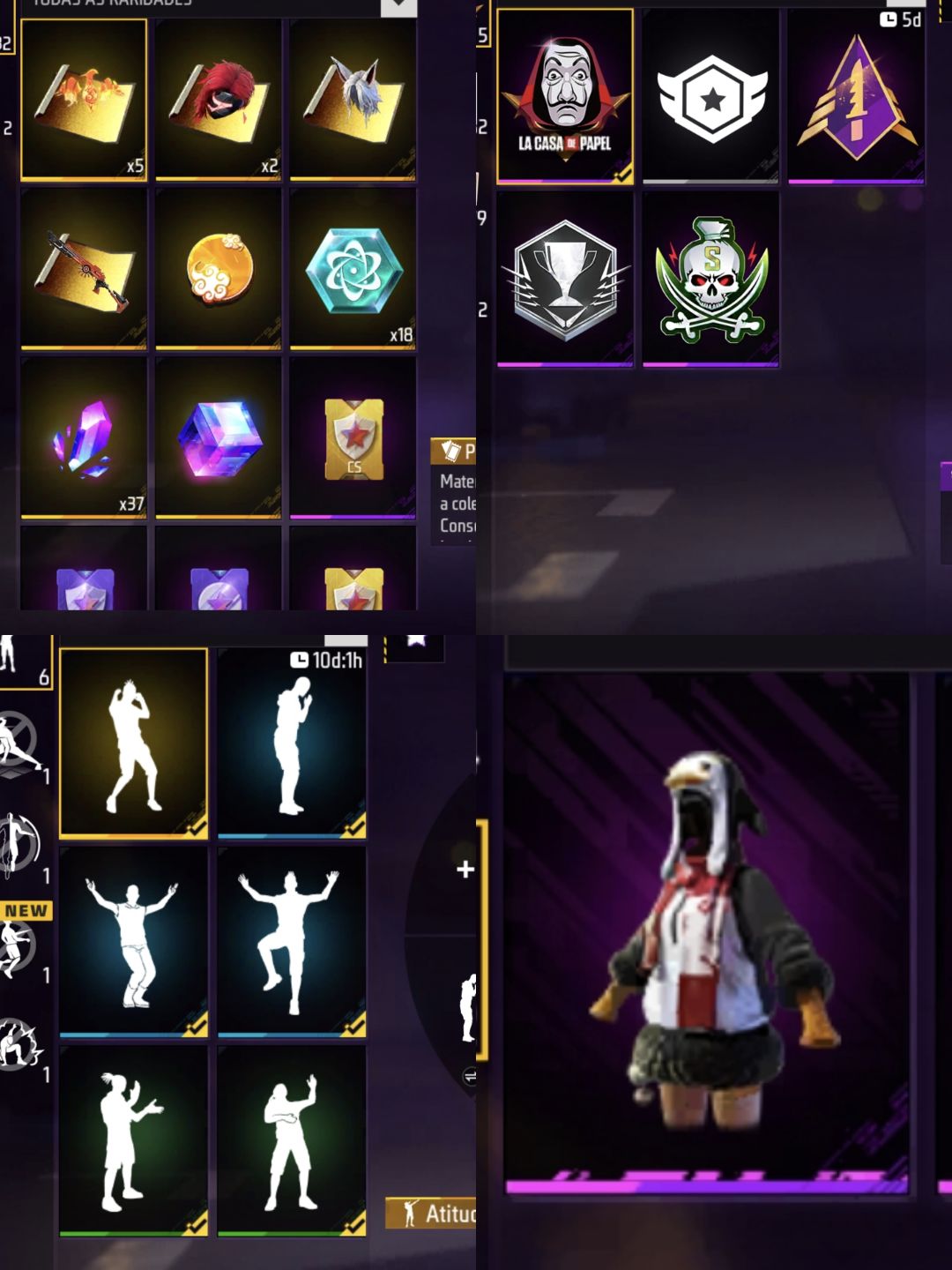 Conta de 8 anos, passes antigos, skins raras