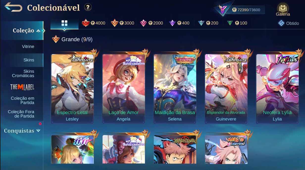 Conta mobile legends (mlbb) Skins sario e selena zenith