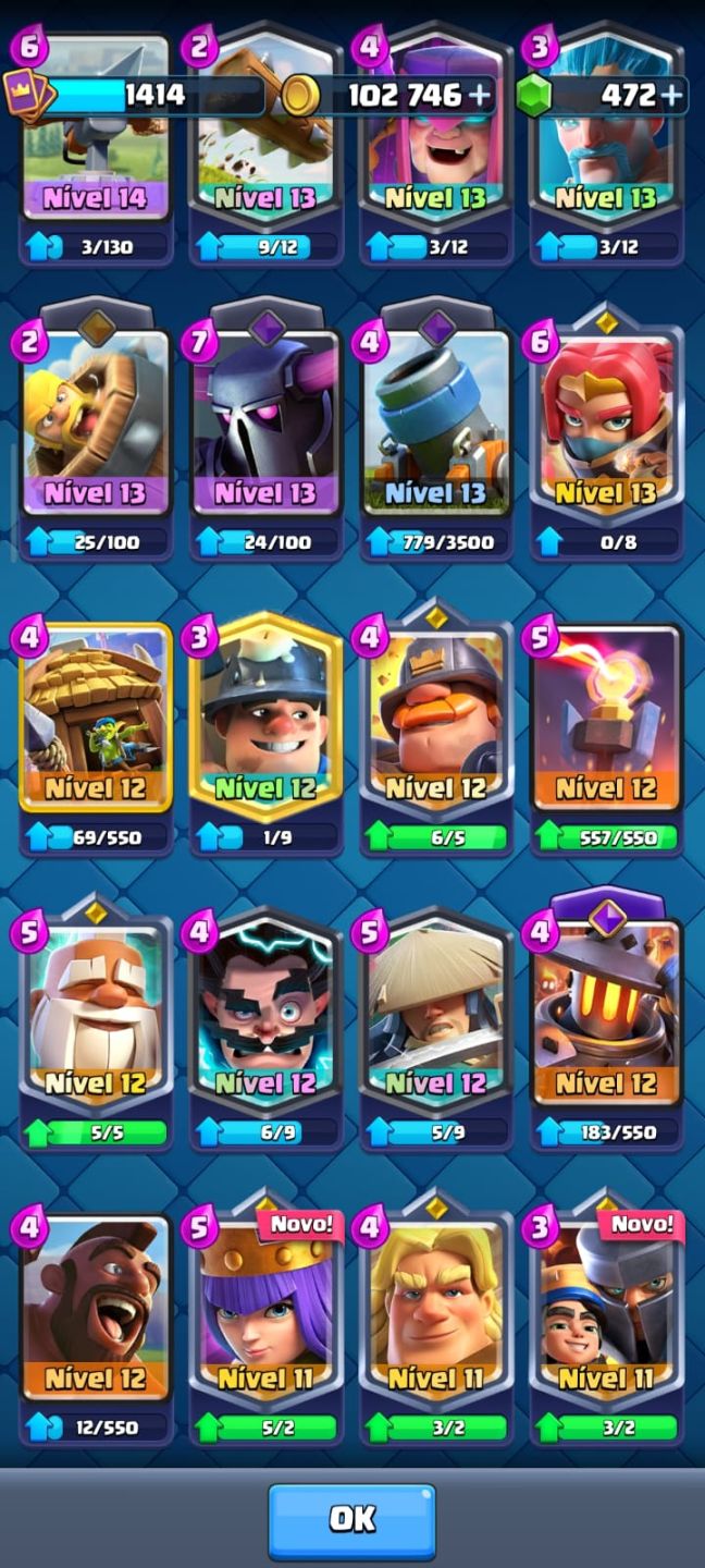 CONTA CLASH ROYALE NIVEL 15, VARIAS EVOS E HEROIS