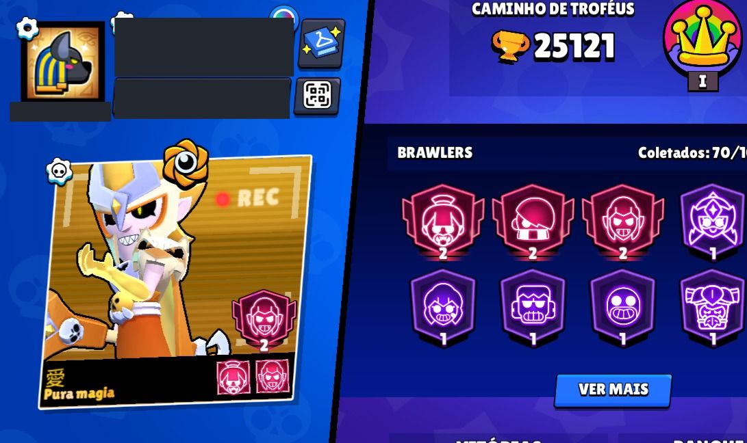 Brawl Stars 70 Brawlers, 25.121 Troféus e 12 prestígios.
