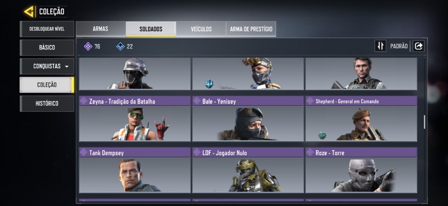 5 lendárias armas nível 400 Arma Épica 202 personagem Épico 76 C: 63k