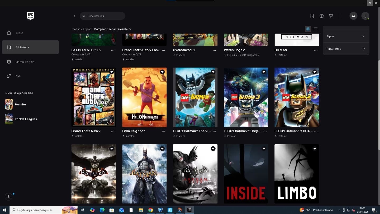 CONTA FORTNITE/RL/EPIC GAMES