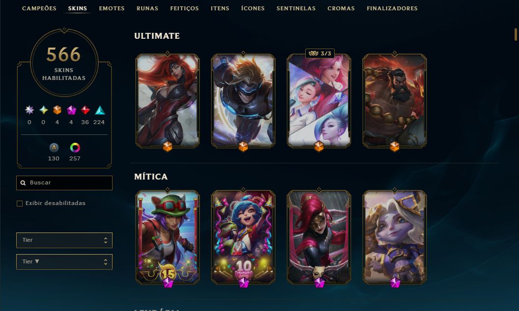 Lvl 1064/566 Skins/todos os Dados/ Main Adc