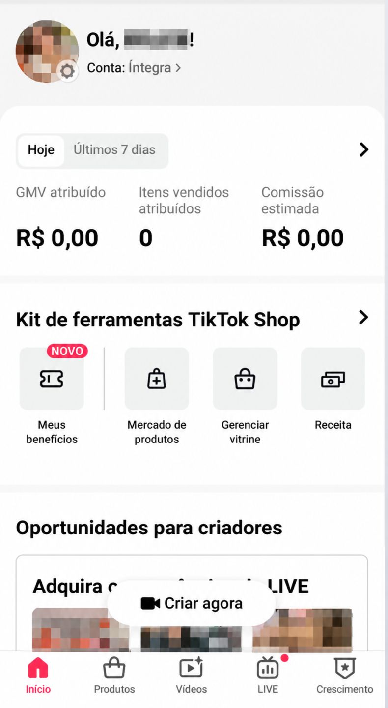CONTA TIKTOK SHOP 1.485 SEGUIDORES REAIS | PERFIL ENGAJADO