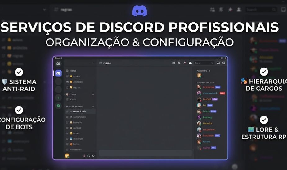 Configuração de Servidores Discord, RP/Lore, Bots e Permissões