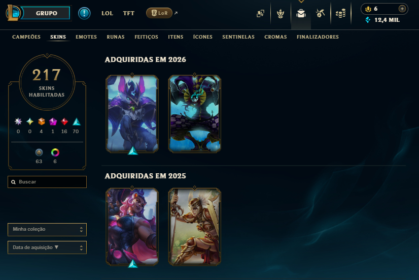 Conta LoL 217 Skins + All Champs | Gold/Esmeralda TFT | 2015