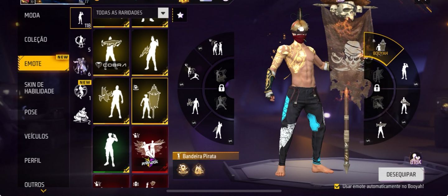 CONTA FREE FIRE FULL PARCERIA + 1K DE PEITAS + RAGNAROK+ PRIME 8 + PES DESCALÇO
